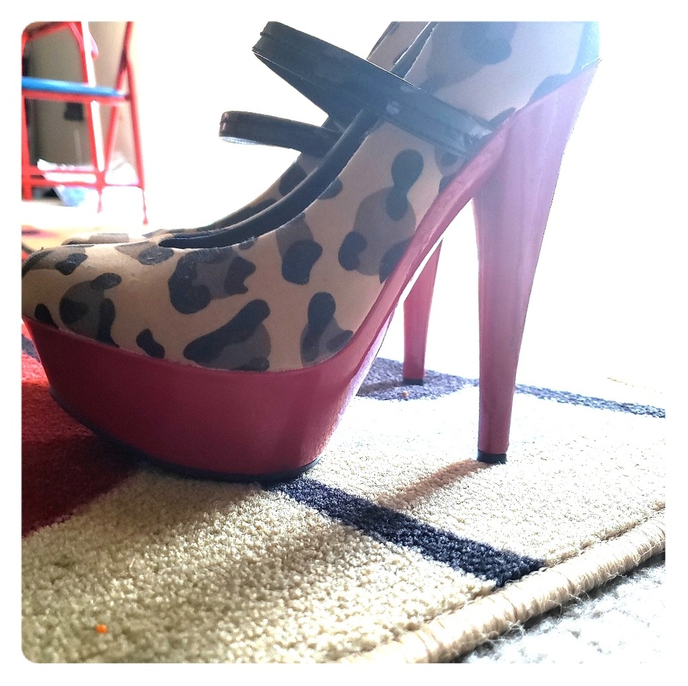 Leopard Platform Heel - worn once